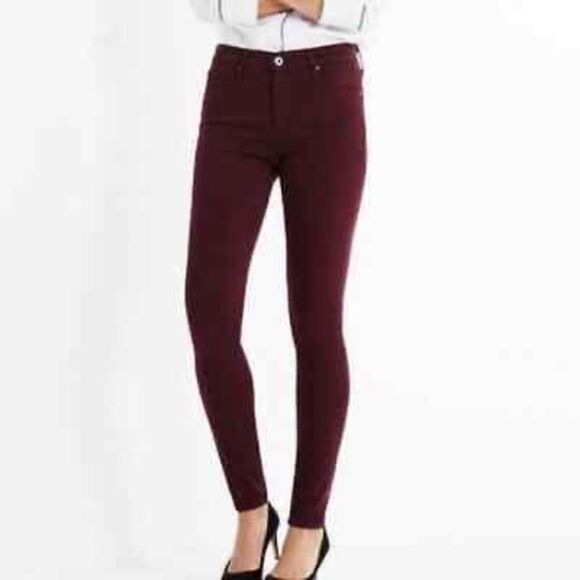 AG Adriano Goldschmied The Farrah Skinny Maroon Corduroy Jeans Sz 26 - Picture 1 of 8